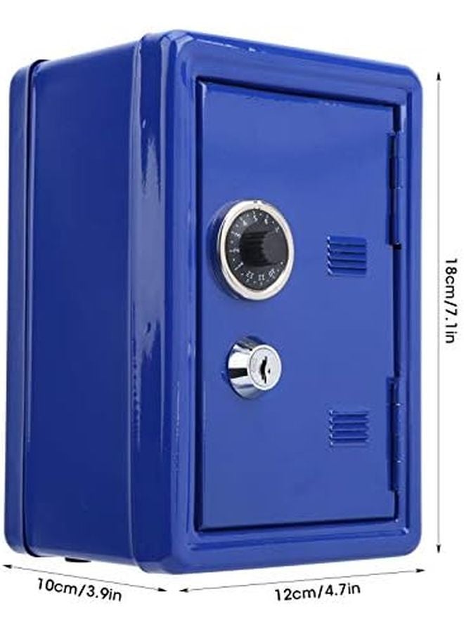 Blue Kids Safe Box Mini Metal Money Bank With Keys And Code Wheel For Savings Gift - Image 3