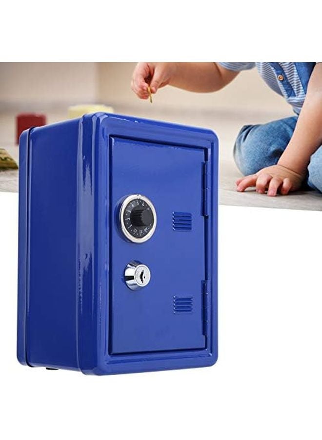 Blue Kids Safe Box Mini Metal Money Bank With Keys And Code Wheel For Savings Gift - Image 5