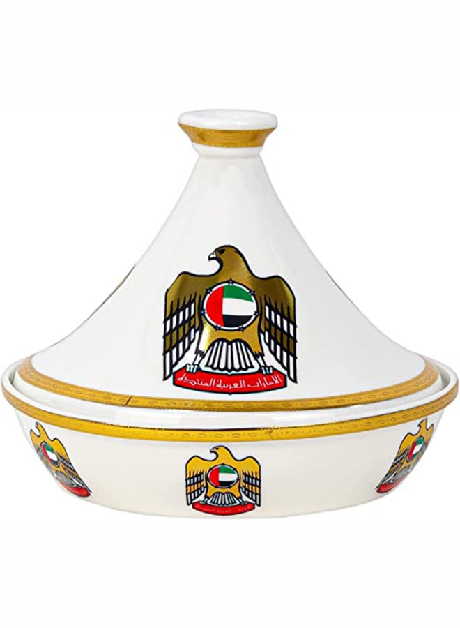 AKDC Special Design Ceramic Tajine UAE National Day Celebrations Tagine Pot Non Stick for Home Kitchen Restaurant United Arab Emirates Flag Days Logo Design Cooking Pots Casserole (8" Inch - 20cm) - Image 1