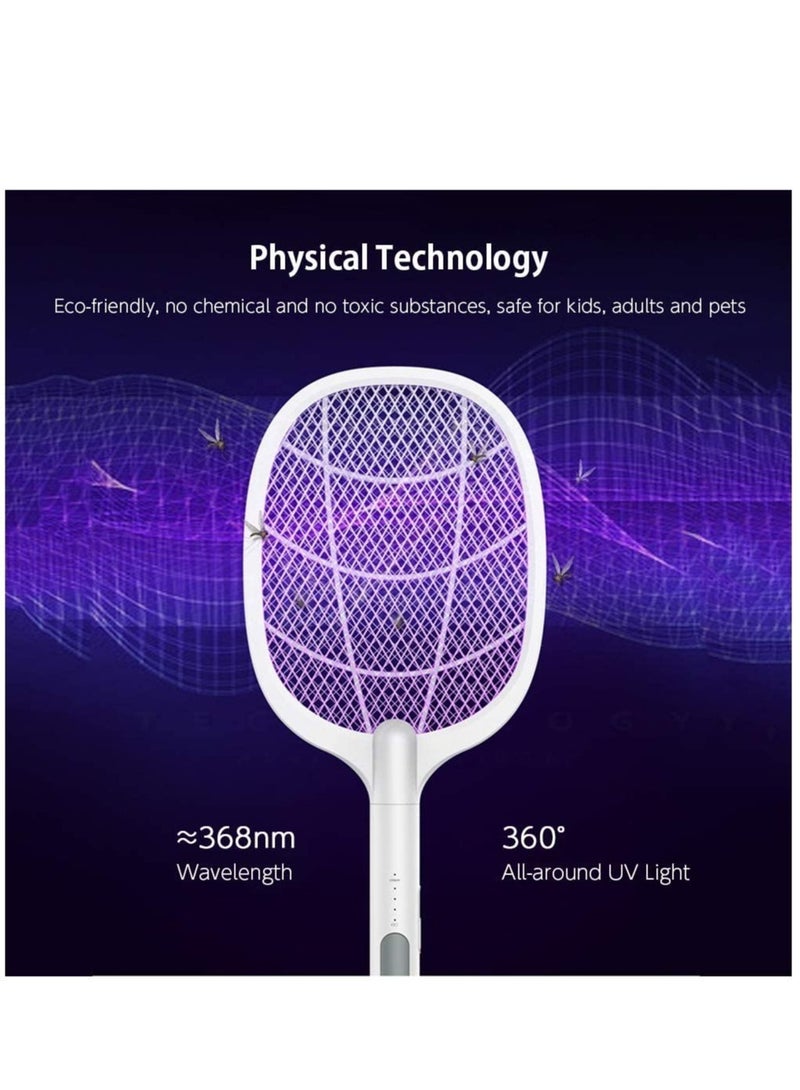 Electric Bug Zapper Racket, Mosquito Killer, Fruit Fly Swatter Zap, Two-In-One USB Rechargeable Electronic Swatter Pest Control, LED Lighting Lamp, 3 Layer Mesh Safe to Touch - Image 5