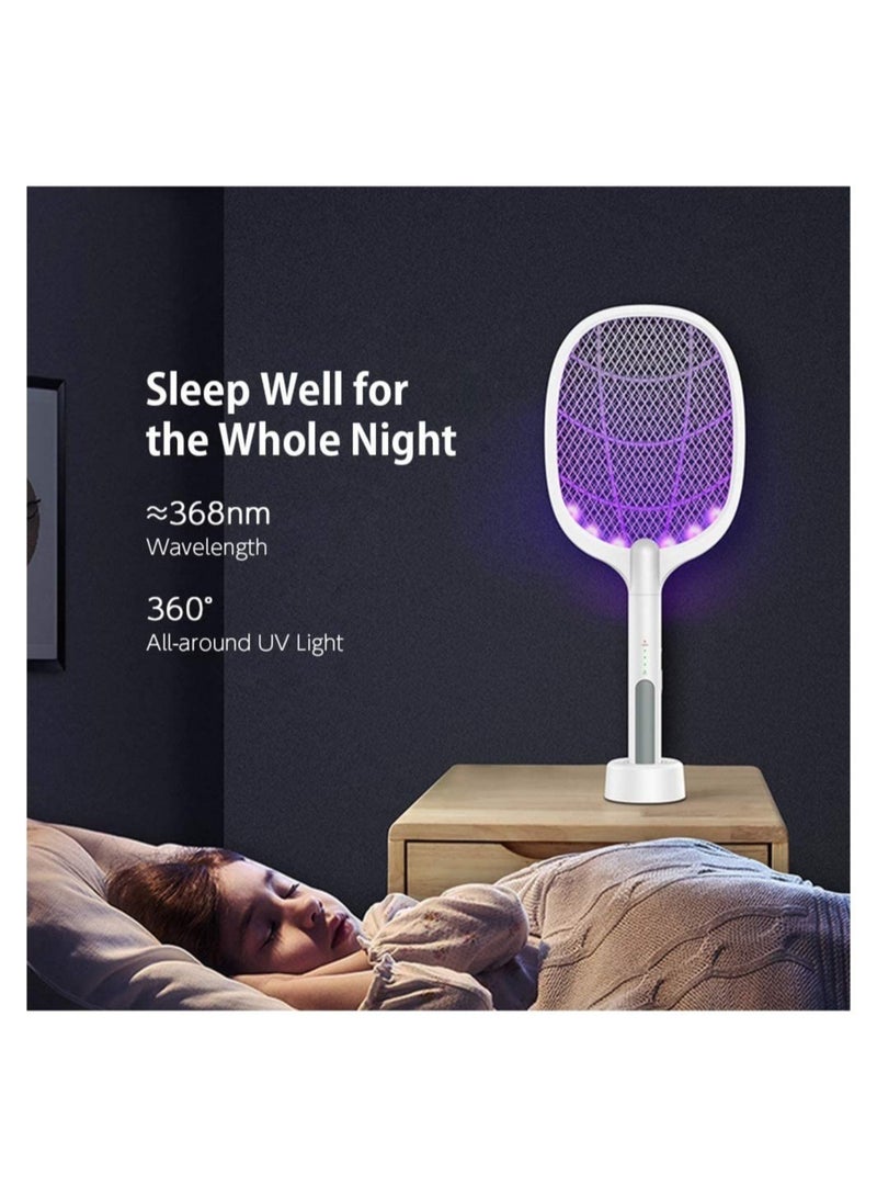 Electric Bug Zapper Racket, Mosquito Killer, Fruit Fly Swatter Zap, Two-In-One USB Rechargeable Electronic Swatter Pest Control, LED Lighting Lamp, 3 Layer Mesh Safe to Touch - Image 3