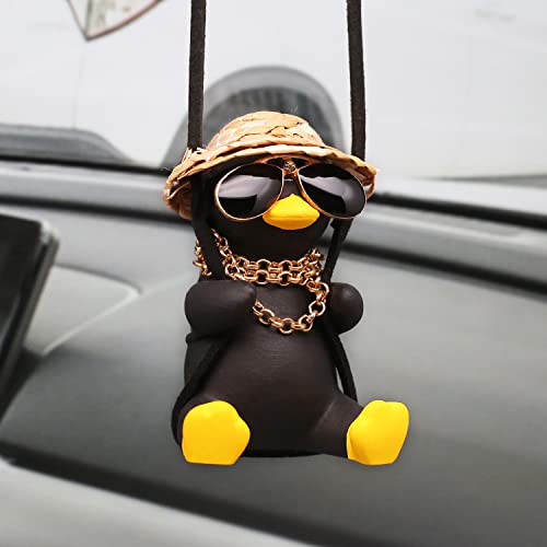 Duck Car Hanging Ornament Cool Accessories for Rear View Mirror Cute Swinging Sunglasses Duck Hanging Swing