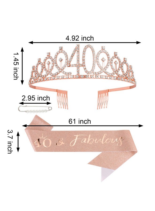 Semato 40th Birthday Decorations for Women 40th Birthday Sash & 40th Birthday Crown Kit- Happy 40th Birthday Gifts Women (Rose gold)  - Image 3