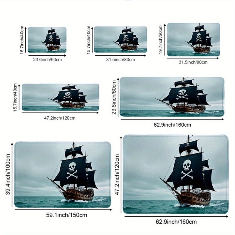 1 Pc Pirates Non Slip Mat For Bathroom Kitchen Living Room 19 7In X 31 5In Made Of Soft Flannel Material Easy To Clean Ideal For Bedroom Dining Area Entrance Rug - Image 4
