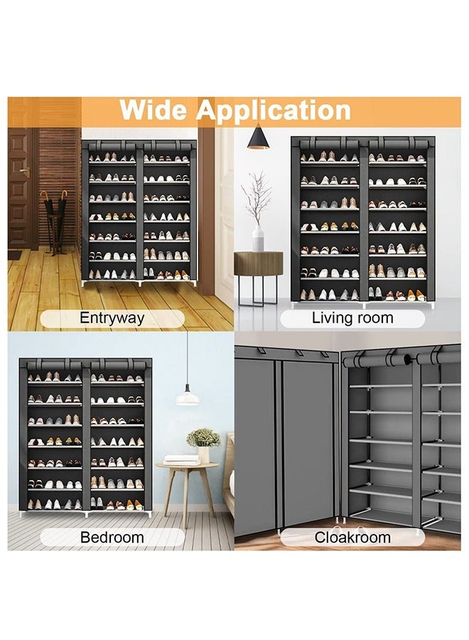 RollsTimi  12-Layer Double Dust Proof and Damp Cabinet Shoe Rack, Steel Pipe, Non-Woven Cloth Grey - Image 5