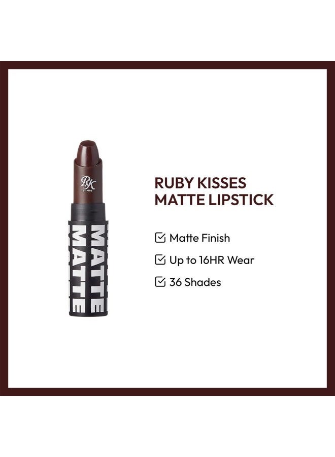 Ruby Kisses أحمر شفاه، لمسة مطفية، طويل الأمد، عالي الصبغة، تطبيق سلس، تغطية كاملة لمكياج الشفاه للنساء والرجال (مشهد البرقوق الداكن) - Image 3