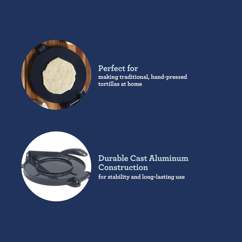 Oster Ravello 8-Inch Cast Aluminum Tortilla Press and Roti Maker â€“ Traditional Flatbread Press with Glossy Blue Finish - Image 4