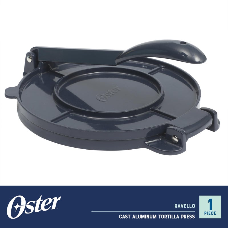 Oster Ravello 8-Inch Cast Aluminum Tortilla Press and Roti Maker â€“ Traditional Flatbread Press with Glossy Blue Finish - Image 2