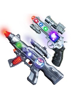 ArtCreativity Led Light Up Toy Gun Set By Art Creativity Includes 12.5 Inch Assault Rifle 9 Inch Hand Pistol And Batteries Super Ray Gun Blasters With Colorful Flashing Leds And Sound Cool Play Toy For Kids  - Image 1