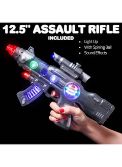 ArtCreativity Led Light Up Toy Gun Set By Art Creativity Includes 12.5 Inch Assault Rifle 9 Inch Hand Pistol And Batteries Super Ray Gun Blasters With Colorful Flashing Leds And Sound Cool Play Toy For Kids  - Image 2