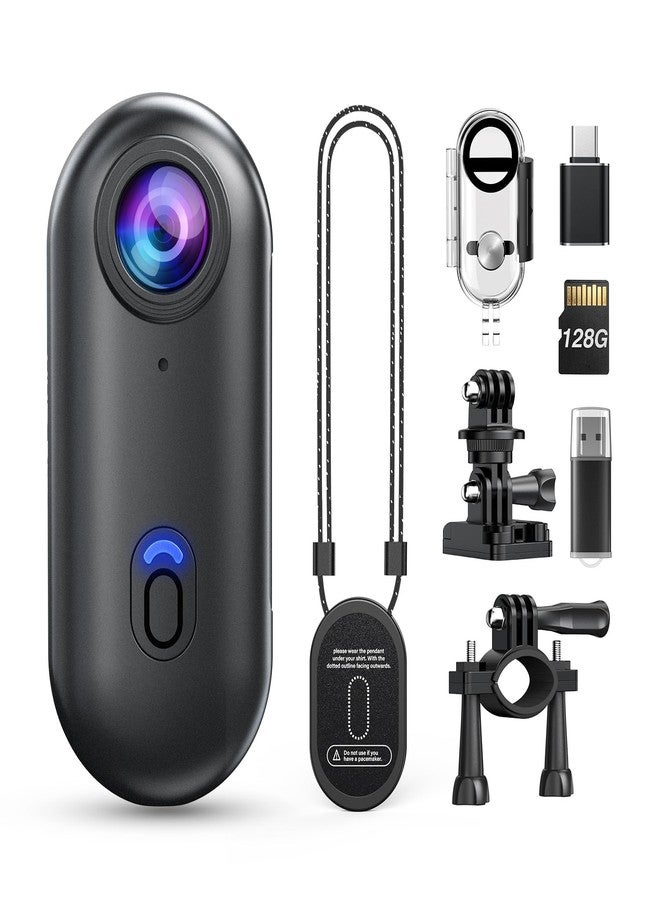 Losfom Z10 4K Action Camera, 128GB Wearable Sports Camera with Waterproof Case, Magnetic Clip, and Quick-Mount Accessories, Small Body Cam for Cycling, Diving, Travel (No WiFi No Bluetooth - Image 1