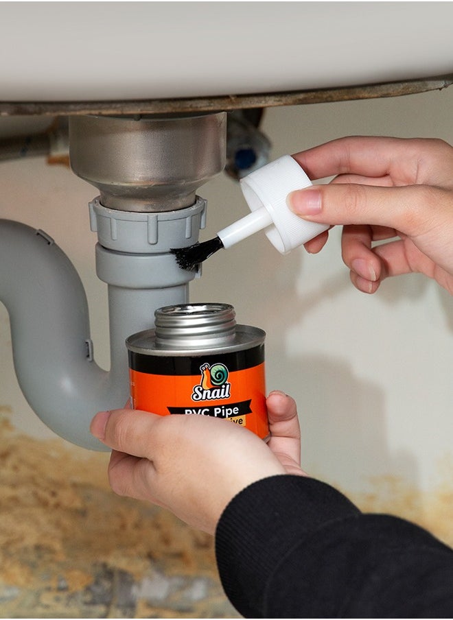 LAWAZIM - Snail PVC Pipe Adhesive -100ml Clear- Fast Drying Low Odor Waterproof Pipe Tube Welding Glue Adhesive with Built-in Applicator Brush - for Plumbing Construction Electrical and Water Lines Repairs - Image 1