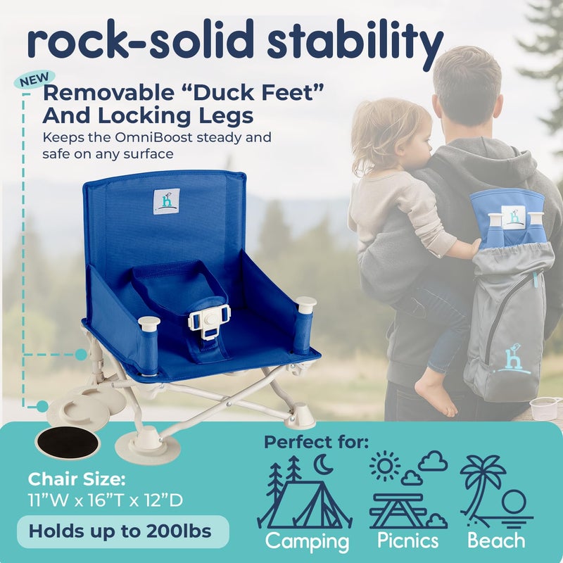 Hiccapop OmniBoost Travel Booster Seat with Tray for Baby | Folding Portable Baby Booster Seat for Dining Table, Camping, Beach, Grandmaâ€™s | Tip-Free Design Straps to Kitchen Chairs - Booster Chair - Image 3