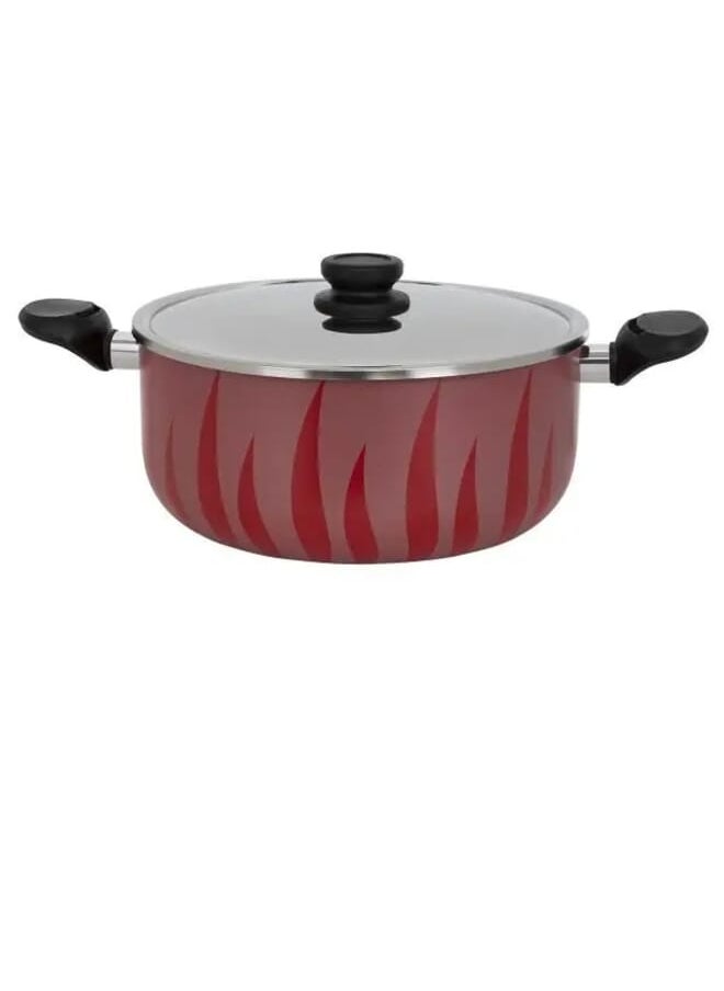 Alsaif Gallery Red Flame Red Cooking Pot With Cover Steel 24 cm  - Image 1