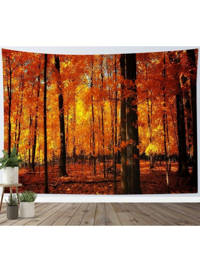 LB Rustic Fall Tapestry Maple Forest In Late Autumn Wall Tapestry Autumn Natural Trees Tapestry Wall Hanging For Bedroom Living Room Dorm Home Decor 80 X 60 Inches - Image 4