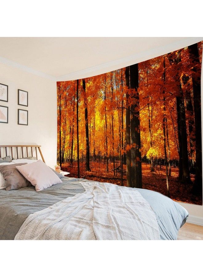 LB Rustic Fall Tapestry Maple Forest In Late Autumn Wall Tapestry Autumn Natural Trees Tapestry Wall Hanging For Bedroom Living Room Dorm Home Decor 80 X 60 Inches - Image 3