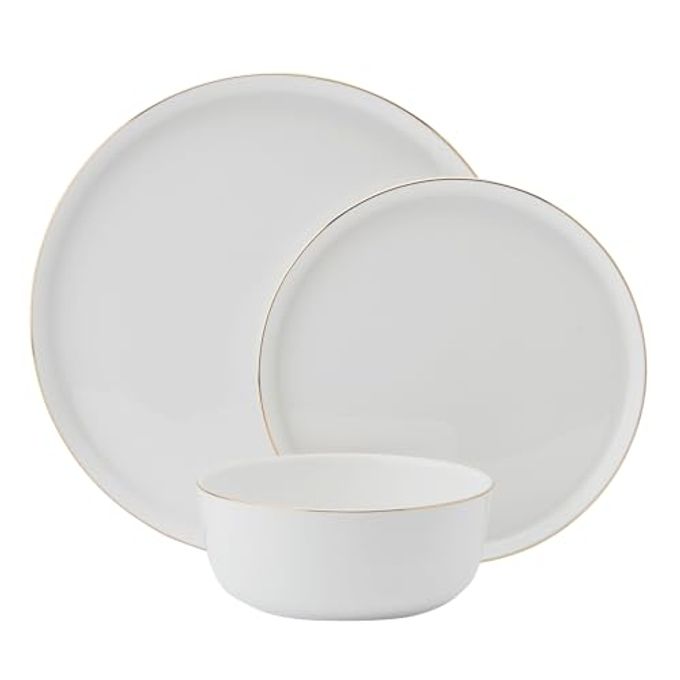 Mikasa Samantha Gold Bone China Chip Resistant 12 Piece Dinnerware Set, Servie For 4 - Image 2