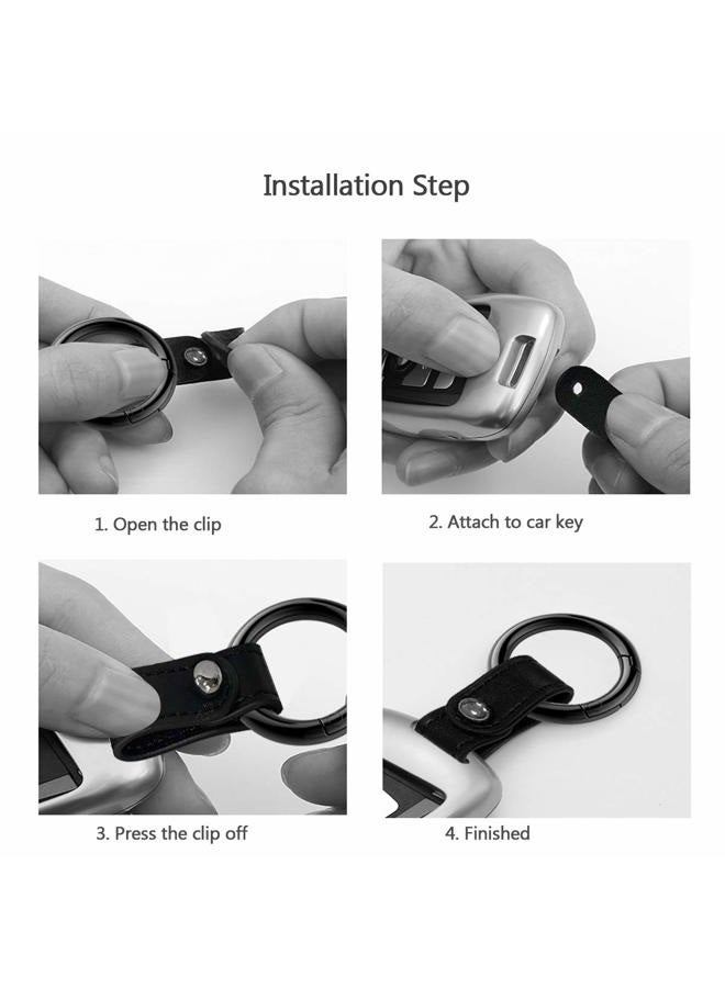 Idakekiy Zinc Alloy Key Rings Leather Part Button Key Clip Carabiner Keychain Split Keyrings for Men and Women, Black Nickel, 3.5cm - Image 4