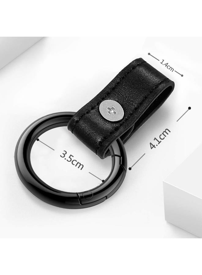 Idakekiy Zinc Alloy Key Rings Leather Part Button Key Clip Carabiner Keychain Split Keyrings for Men and Women, Black Nickel, 3.5cm - Image 2