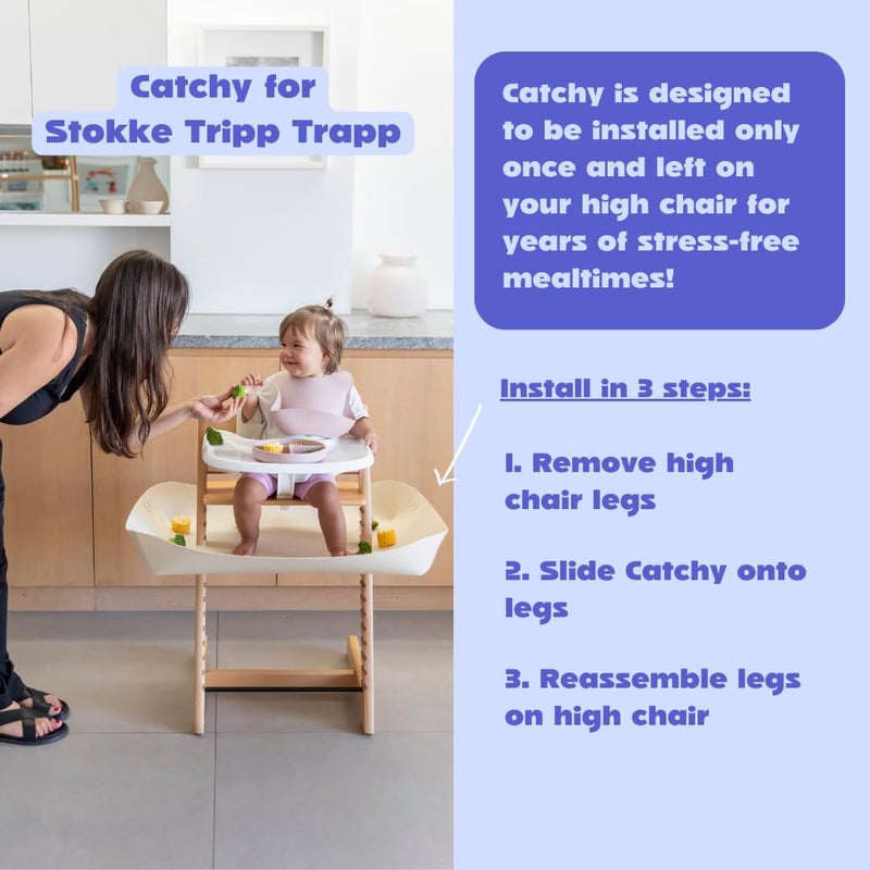 CATCHY -Food Catcher-Compatible with Stokke Tripp Trapp High Chair +11 Other High Chairs-Highchair Sold Separately-Baby & Toddler Food & Mess Catcher-Premium Linen Inspired -Under High Chair Accessory - Image 5