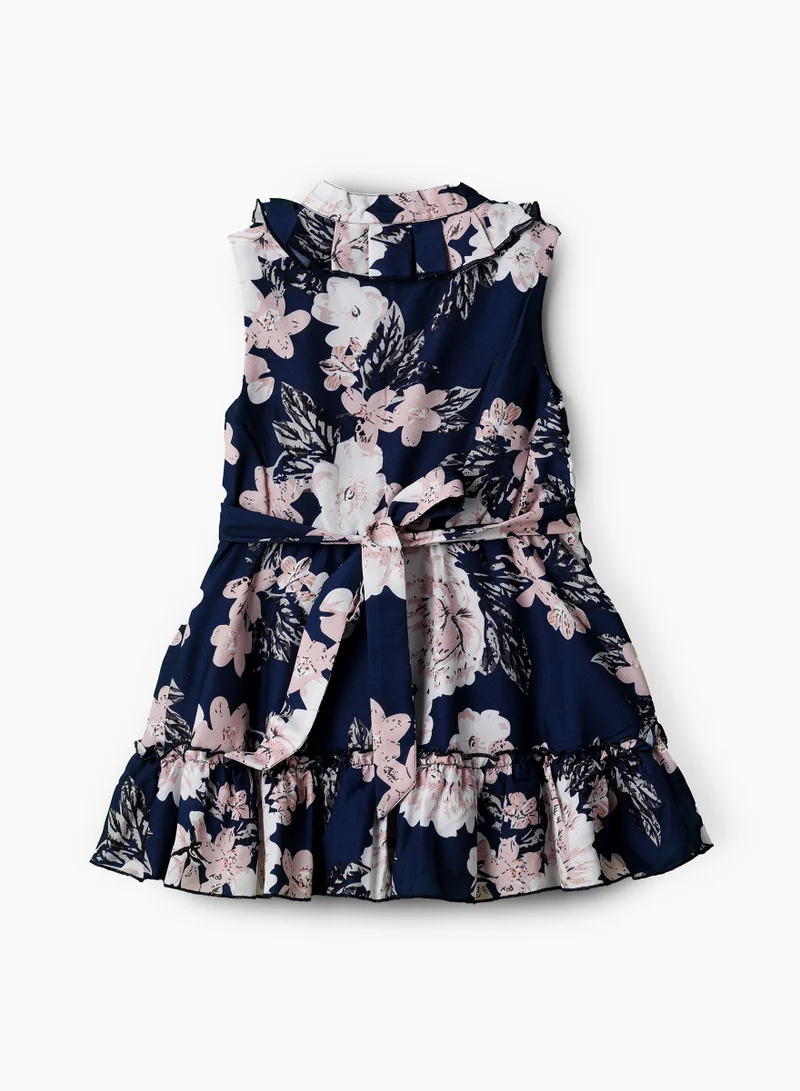 جيلين Girls Navy Floral Tiered Party Dress