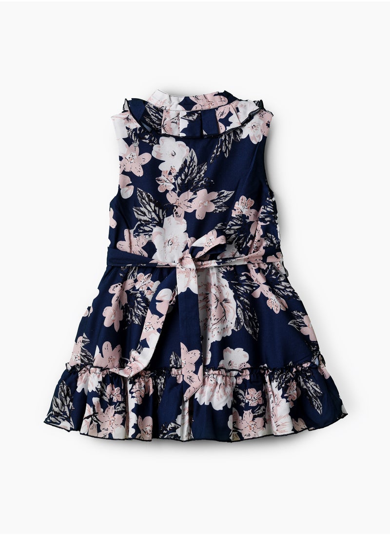 Jelliene Girls Navy Floral Tiered Party Dress  - Image 2