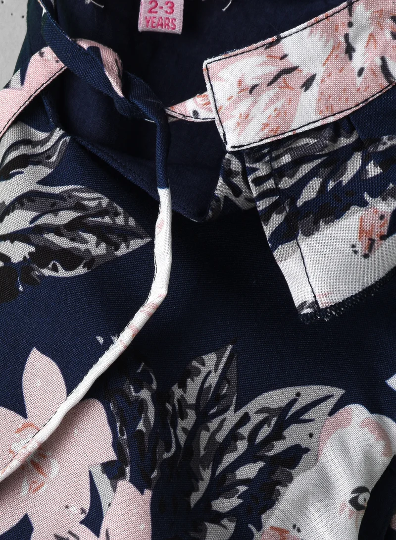 Jelliene Girls Navy Floral Tiered Party Dress