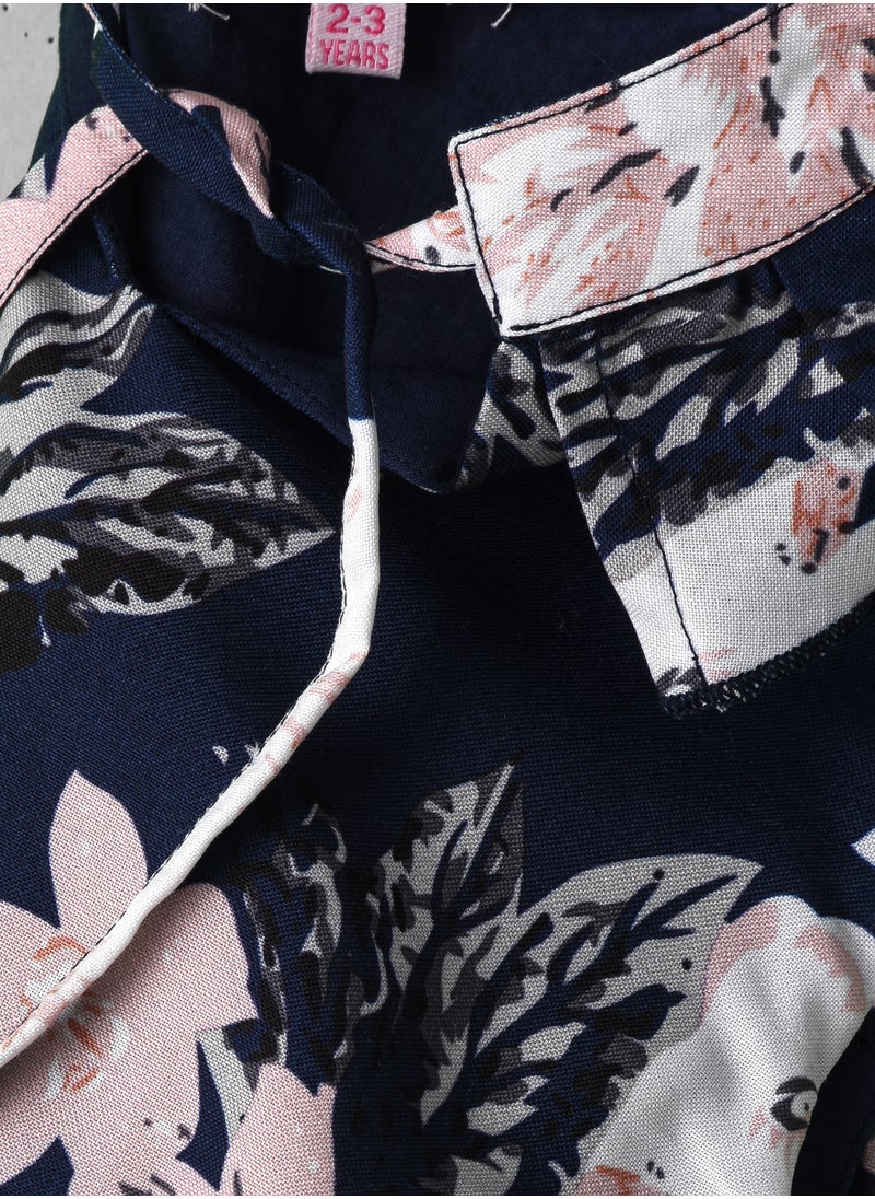 Jelliene Girls Navy Floral Tiered Party Dress  - Image 4