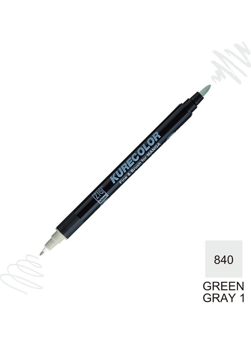 Zig Kurecolor Mangaka Fine&brush Double-Sided Pen CNKC-2200 No 840 Green Gray 1  - Image 5