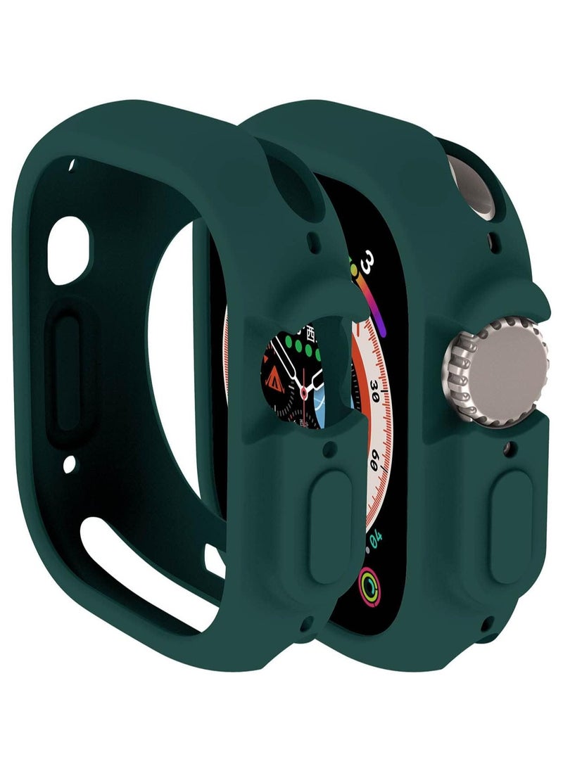 Generic Compatible with Apple Watch Ultra 49 mm case All-Round Shockproof TPU Silicone Protective Cover Bumper Shock-Absorbing Scratch-Resistant Protective case for Apple Watch Ultra 49 mm (DarkGreen)  - Image 1