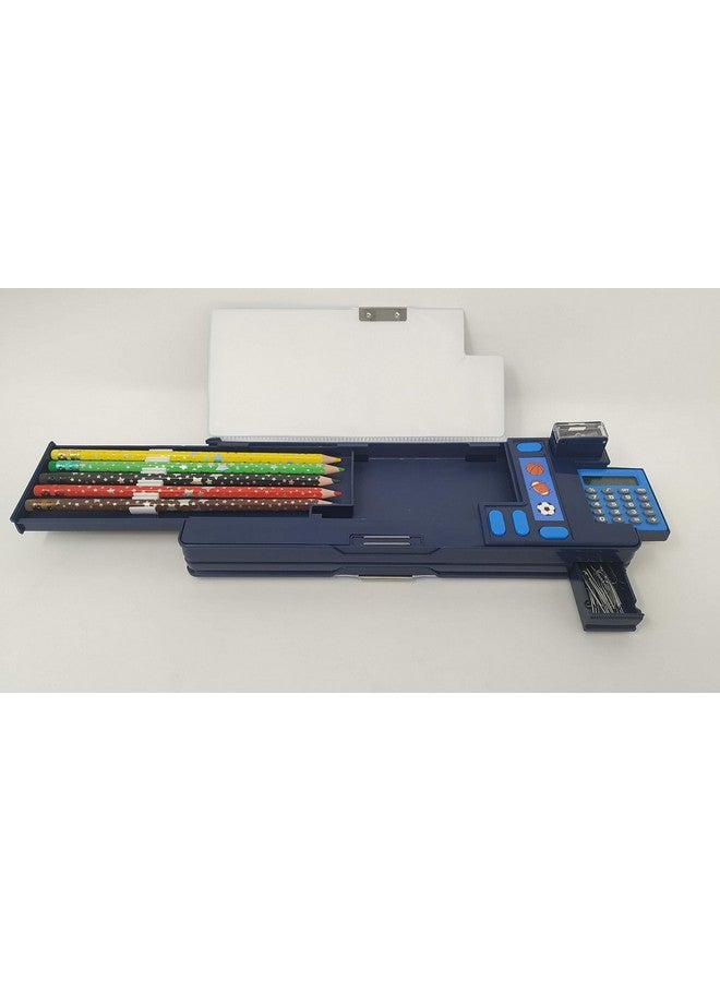 Hot Focus Sport Multifunction Pencil Case,Pencil Box For Boys. 2 Compartments Unique Stationery Set W/Pop Out Calculator And Pencil Sharpener. Best Back To School Gift Set For Kids, Boy & Teen. - Image 2