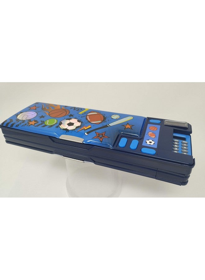 Hot Focus Sport Multifunction Pencil Case,Pencil Box For Boys. 2 Compartments Unique Stationery Set W/Pop Out Calculator And Pencil Sharpener. Best Back To School Gift Set For Kids, Boy & Teen. - Image 1