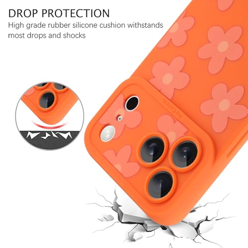 ZIYE Designed for iPhone 17 Pro Max Case Orange Flower Pattern Phone Case with Camera Protection,Soft TPU Silicone Rubber Protective Cover Floral Design Cases 6.9 Inch - Image 2