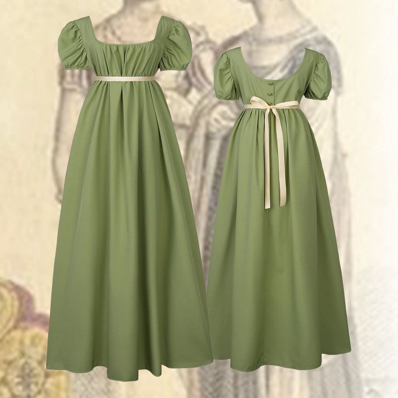 HEQU Regency Dresses for Women, Polyester Regency Ball Gown with Satin Sash Polyester Ruffle Empire Waist Dress Gown(3XL, Oliver) - Image 2