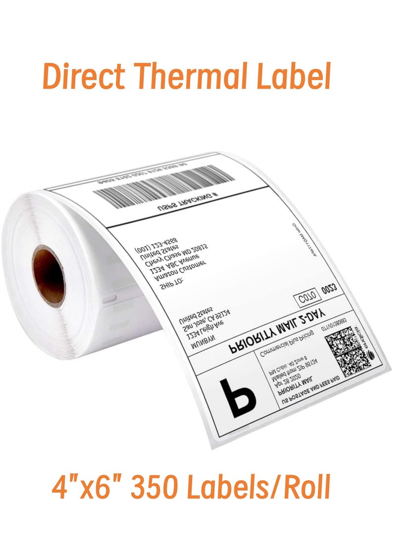MJZ 350 Labels Direct Thermal Labels Roll,  4'' x 6'' Direct Thermal Shipping Labels White Mailing Thermal Paper Rolls Barcode Labels, 10cm×15cm - Image 1