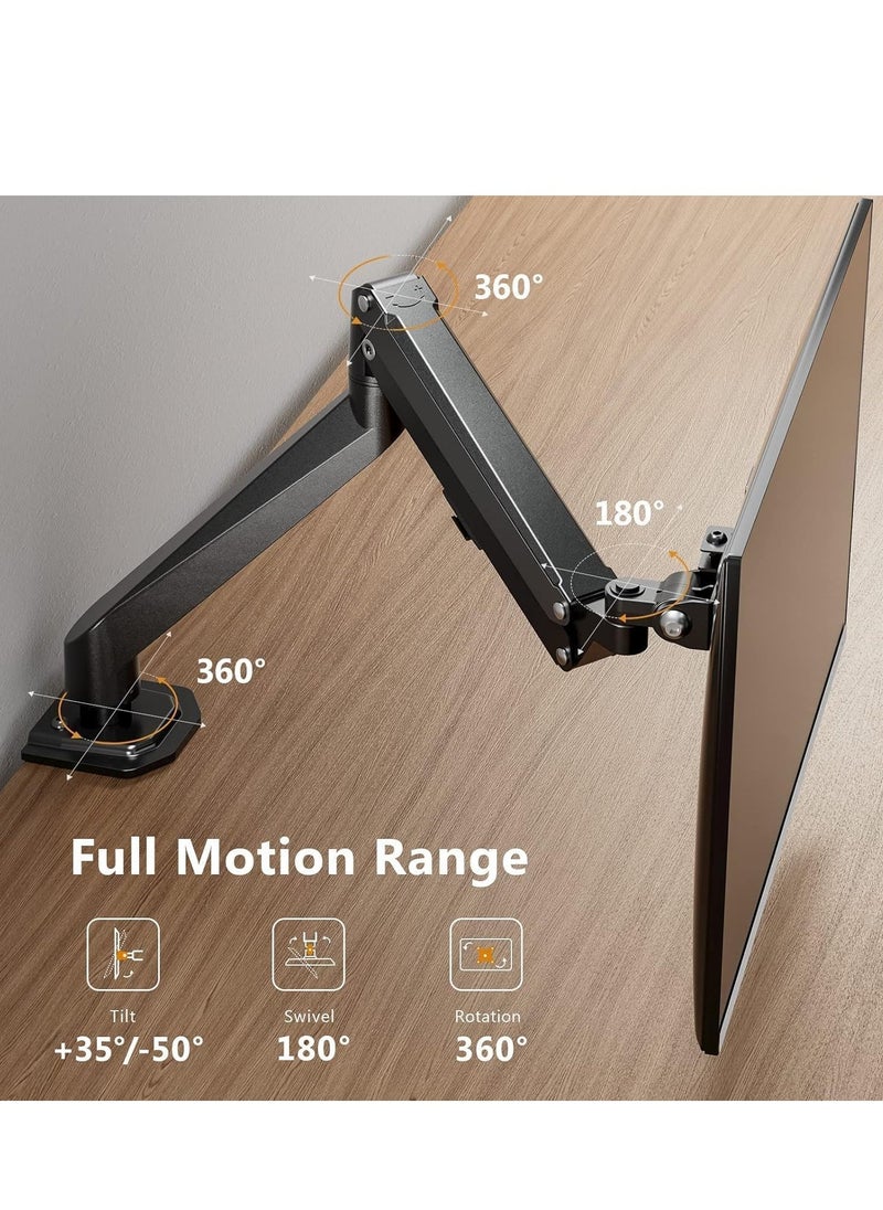 JAJEEK Single Monitor Mount - Full Motion Gas Spring Monitor Arm, Adjustable Desk Stand, VESA Bracket Fits 17" to 27" Screens, Holds up to 15lbs, Ergonomic Design for Comfortable Viewing, Easy Setup & Sturdy Support - Image 3