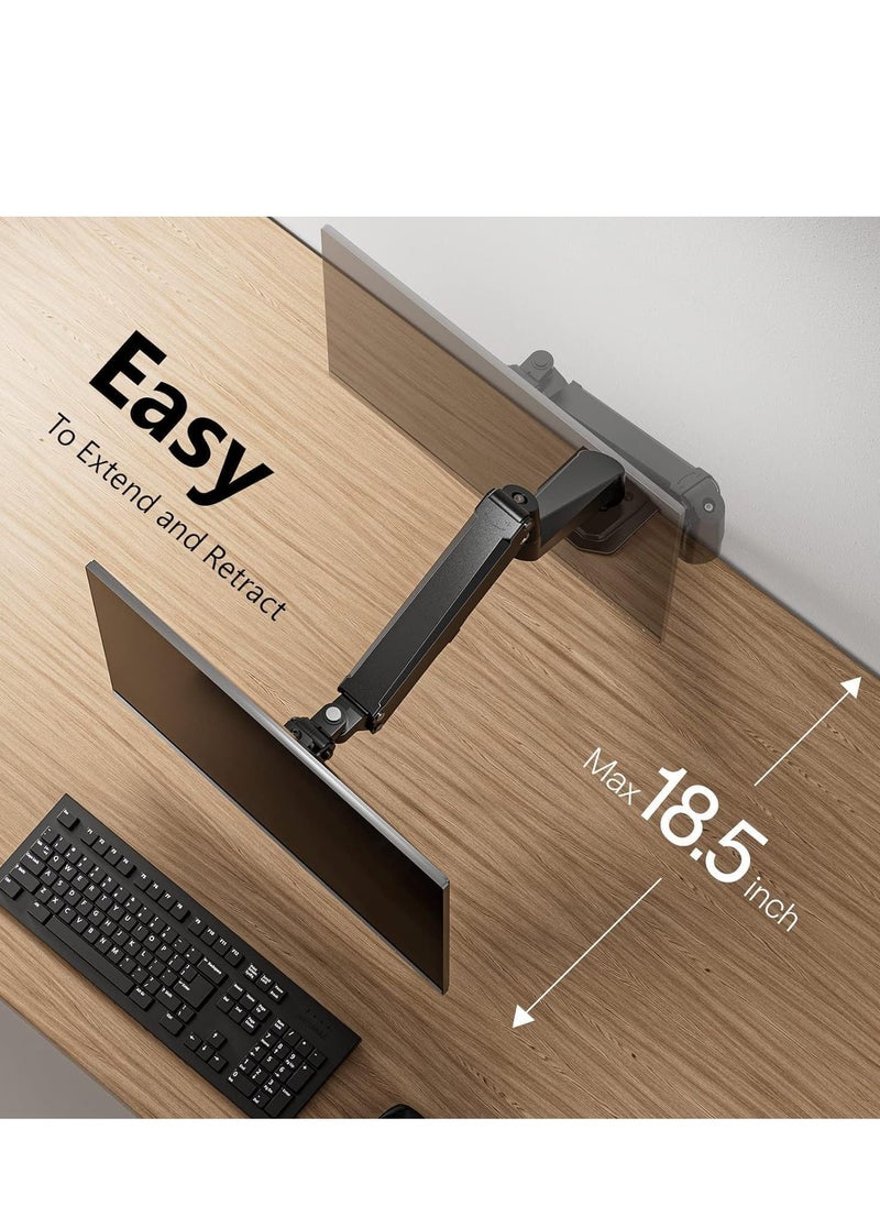 JAJEEK Single Monitor Mount - Full Motion Gas Spring Monitor Arm, Adjustable Desk Stand, VESA Bracket Fits 17" to 27" Screens, Holds up to 15lbs, Ergonomic Design for Comfortable Viewing, Easy Setup & Sturdy Support - Image 2