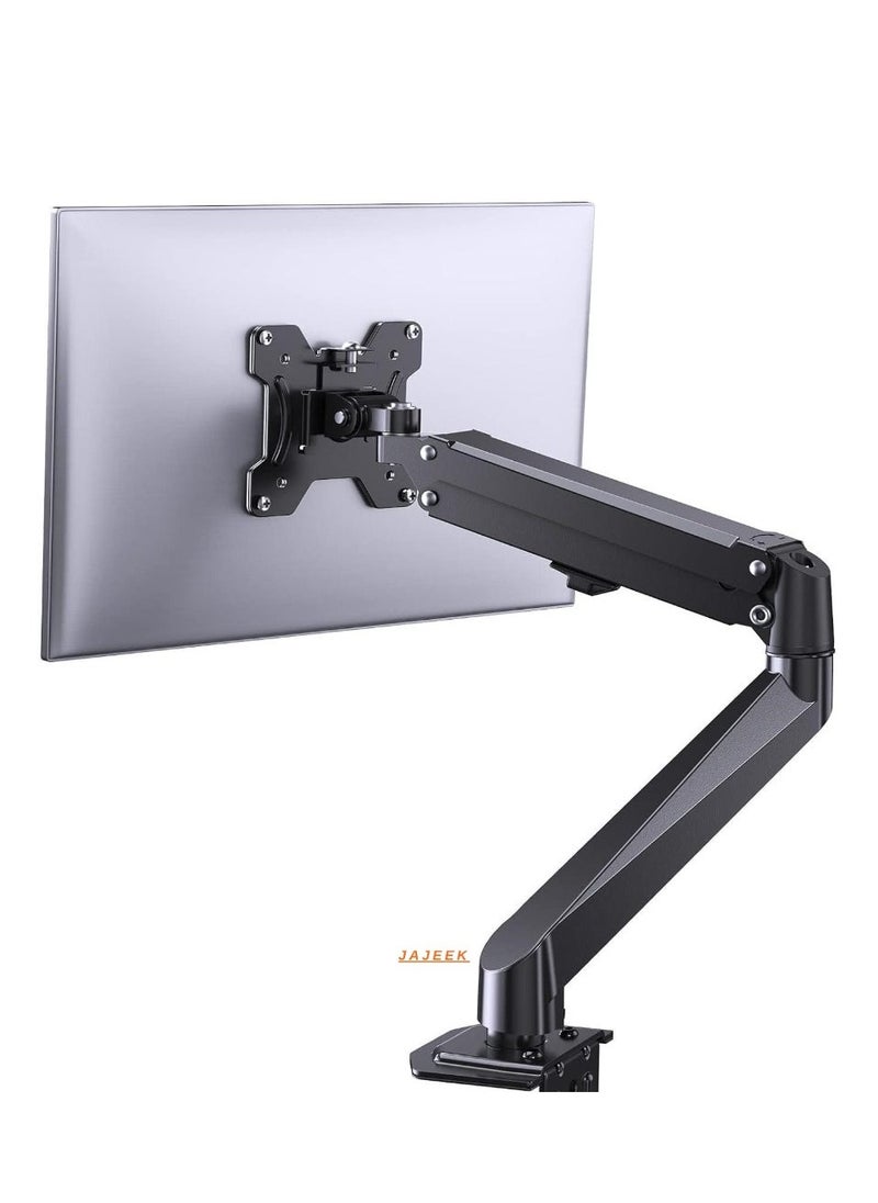 JAJEEK Single Monitor Mount - Full Motion Gas Spring Monitor Arm, Adjustable Desk Stand, VESA Bracket Fits 17" to 27" Screens, Holds up to 15lbs, Ergonomic Design for Comfortable Viewing, Easy Setup & Sturdy Support - Image 1