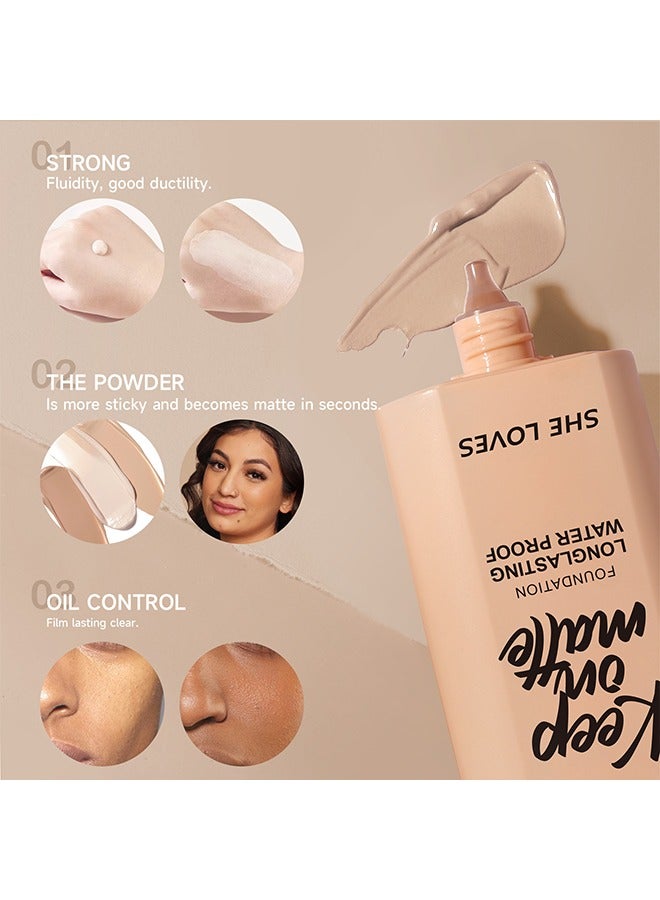 Sheloves Keep On Matte-Longlasting Waterproof Makeup Liquid Foundation, Feels Lightweight And Comfortable Buildable A Flawless Natural Looking, Concealer Foundation To Cover Redness 30ml (#02 Nude) - Image 3