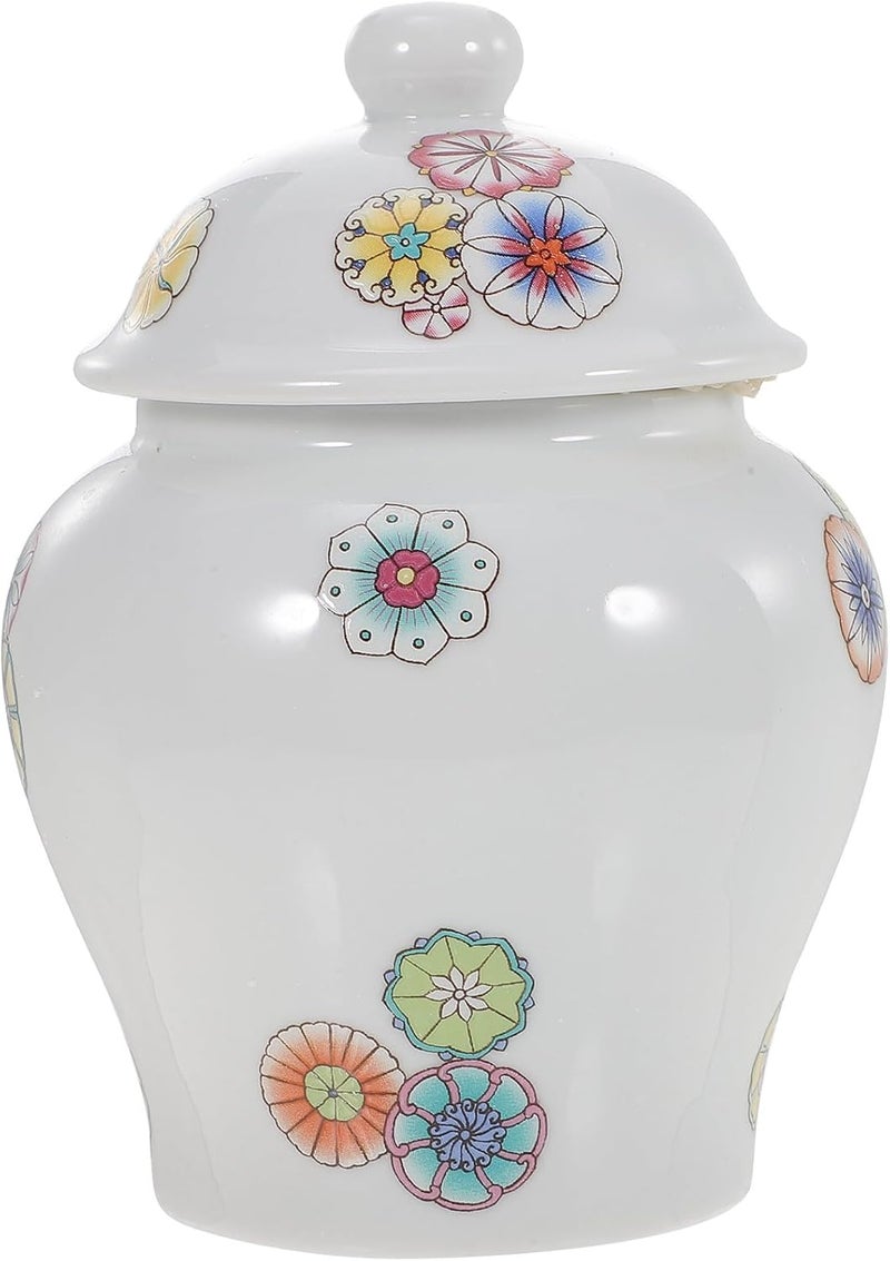 SHOWERORO Ceramic Tea Storage Jar with Lid, Loose Leaf Tea Canister, White Porcelain Container for Kitchen Pantry, Multi-function Airtight Food Storage - Image 1