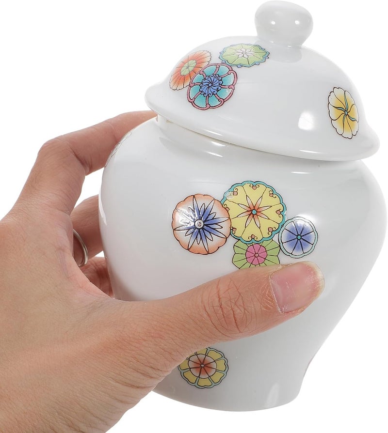SHOWERORO Ceramic Tea Storage Jar with Lid, Loose Leaf Tea Canister, White Porcelain Container for Kitchen Pantry, Multi-function Airtight Food Storage - Image 4