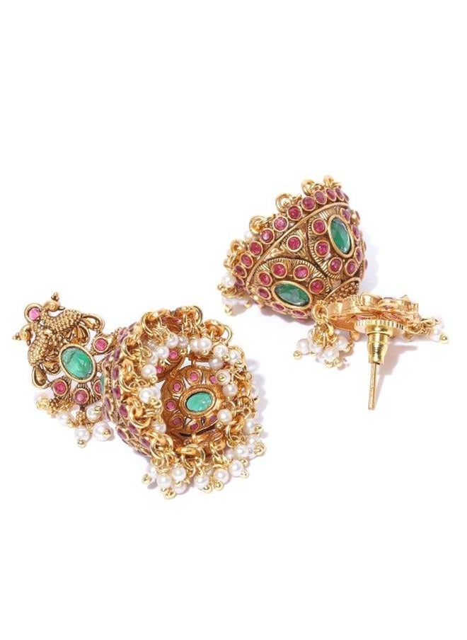 Priyaasi Elegant Women Brass Earrings with pattern and secured with Post and Back closure and styled in ideal for Ethnic moments — a must-have for your statement wardrobe.  - Image 3