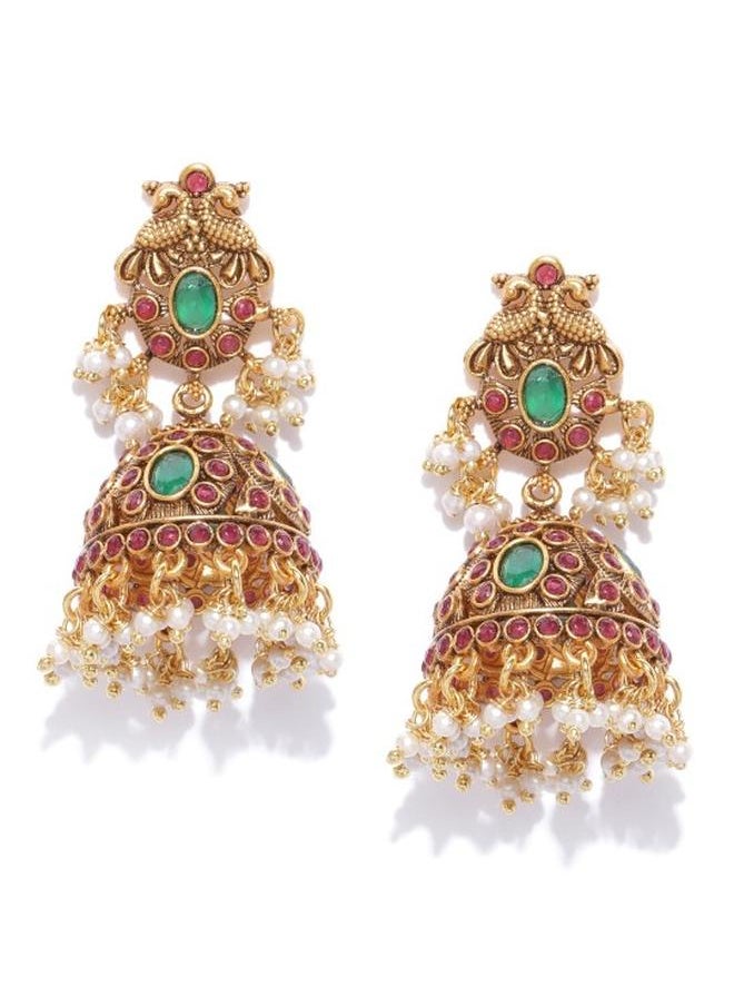 Priyaasi Elegant Women Brass Earrings with pattern and secured with Post and Back closure and styled in ideal for Ethnic moments — a must-have for your statement wardrobe.  - Image 2