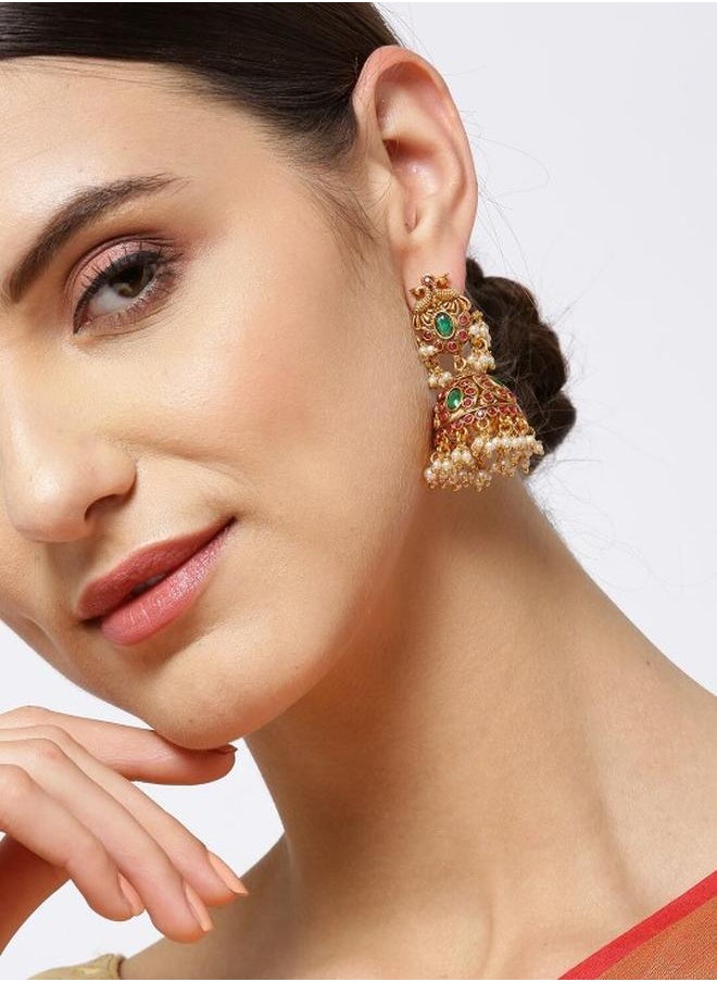Priyaasi Elegant Women Brass Earrings with pattern and secured with Post and Back closure and styled in ideal for Ethnic moments — a must-have for your statement wardrobe.  - Image 1