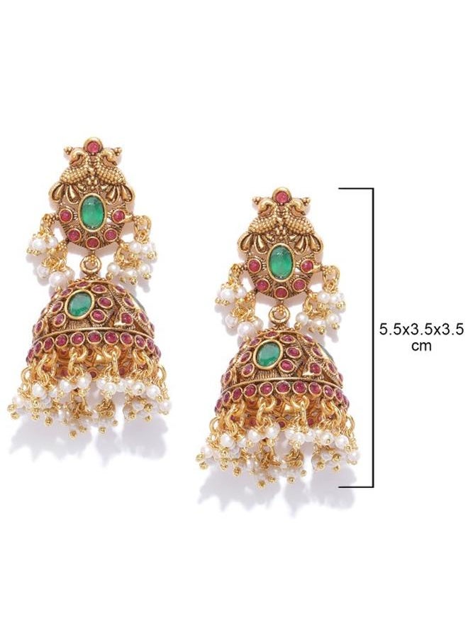 Priyaasi Elegant Women Brass Earrings with pattern and secured with Post and Back closure and styled in ideal for Ethnic moments — a must-have for your statement wardrobe.  - Image 4
