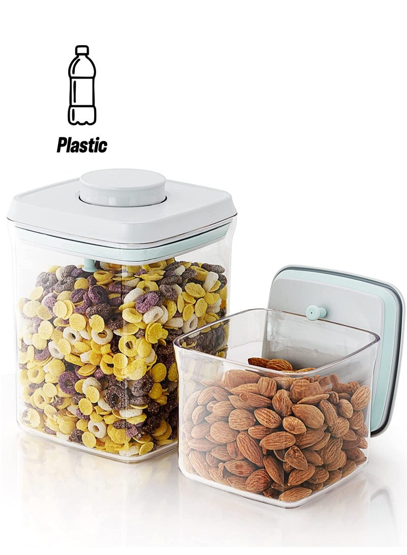 SOLARAE Pop Airtight Food Containers Kitchen Storage Containers with Lids Ideal for Cereal and Pantry Storage Includes Pantry Airtight Kitchen Containers Storage Set 500ml and 850ml Sizes Set of 2 - Image 1