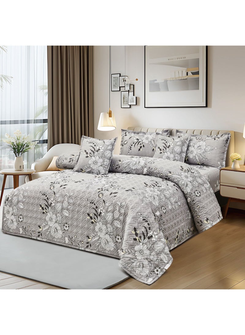 MingLi Luxury 6-Piece Double Bedding Set – Soft Summer Comforter 250×230 cm – Elegant Floral Design with Bedsheet and Pillowcases – Cool, Breathable Fabric for a Comfortable Sleep - Image 1