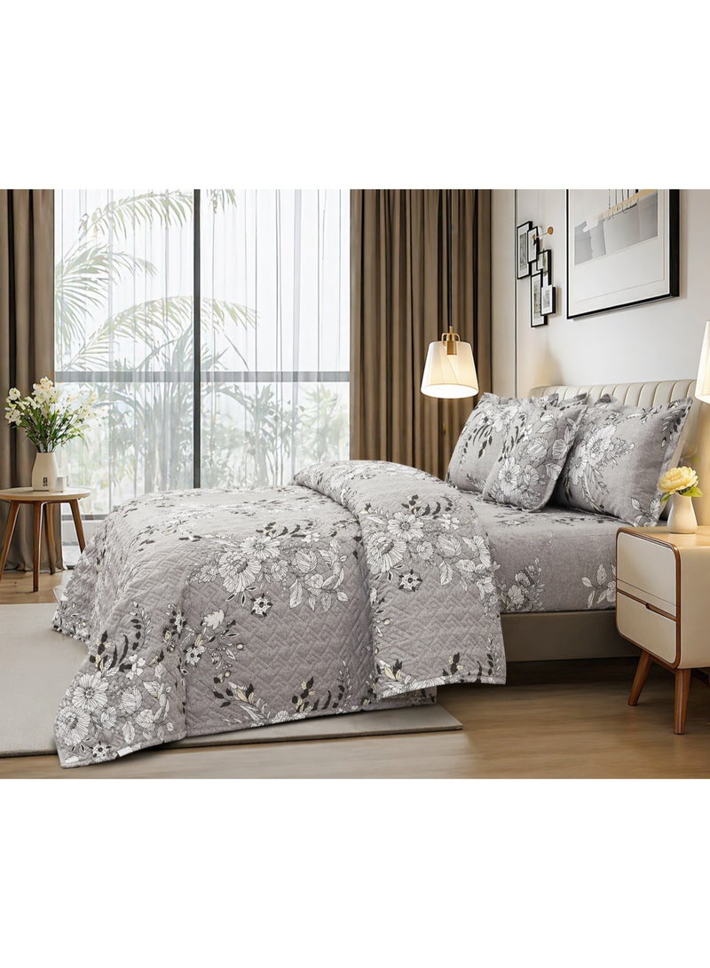 MingLi Luxury 6-Piece Double Bedding Set – Soft Summer Comforter 250×230 cm – Elegant Floral Design with Bedsheet and Pillowcases – Cool, Breathable Fabric for a Comfortable Sleep - Image 2