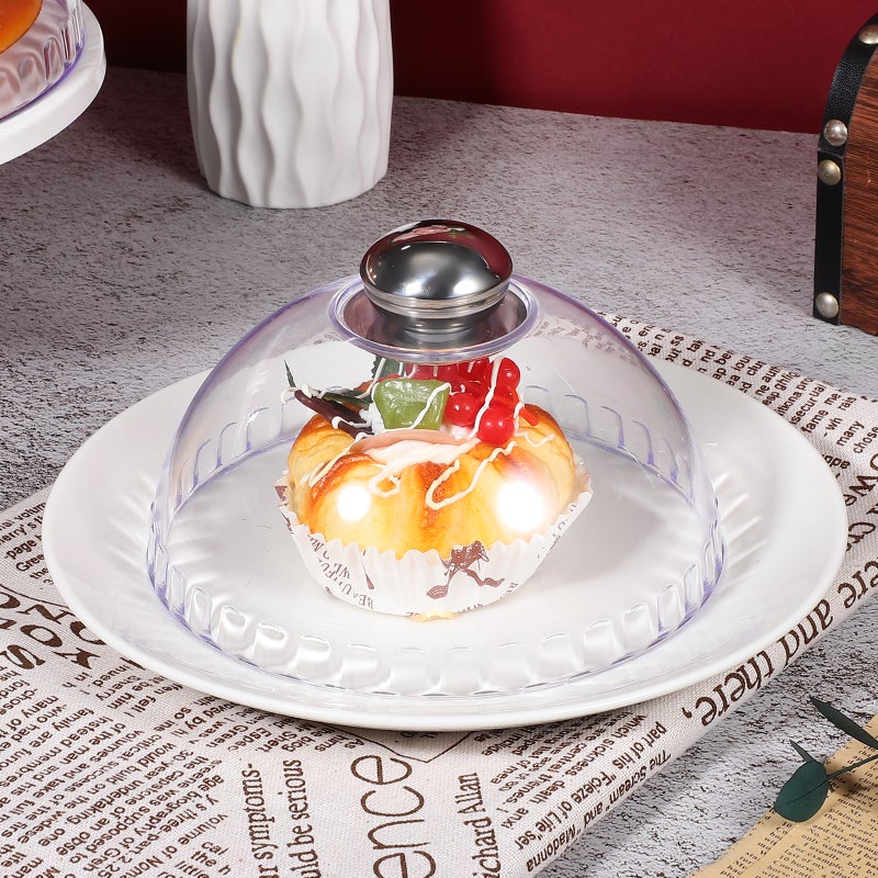 4 Pcs Food Dome Covers Cake Dome Covers with Handles Clear Cake Serving Dome Decorative Cake Lids Food Protectors - Image 5