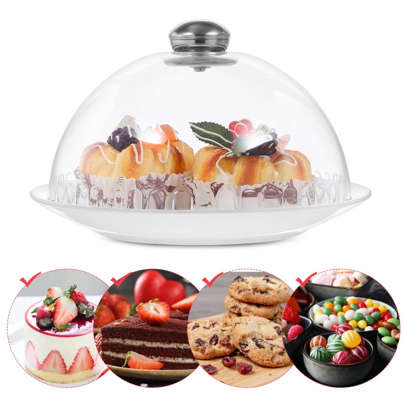 4 Pcs Food Dome Covers Cake Dome Covers with Handles Clear Cake Serving Dome Decorative Cake Lids Food Protectors - Image 3